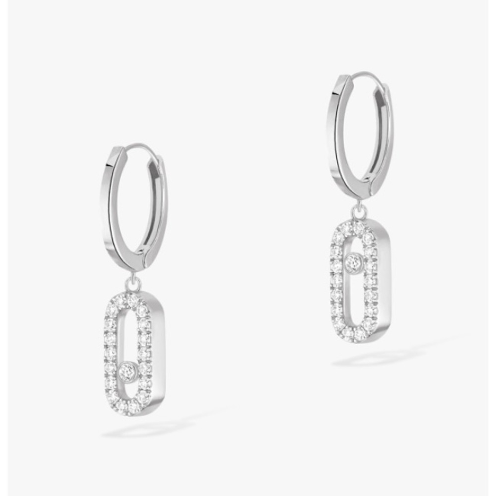 Messika Move Uno Hoop White Gold Diamond Earrings